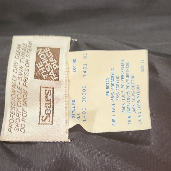 Vintage Sears Faux Fur Women's Coat Black  Size 12 - Picture 6 of 7